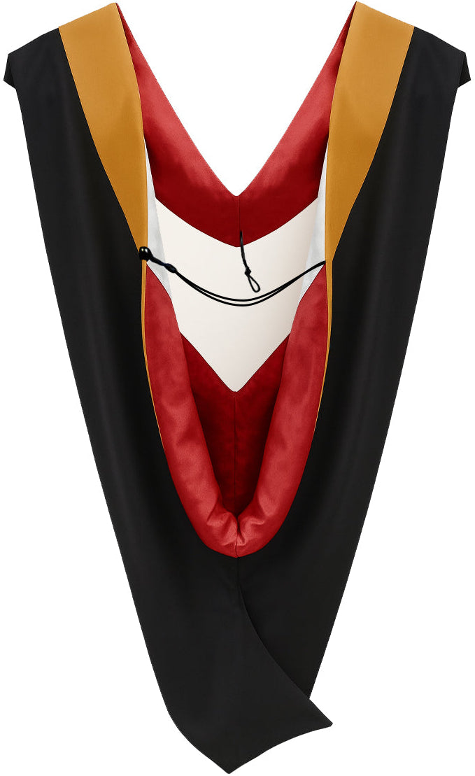 Deluxe Bachelor/Master Hood - Drab Velvet, Red & White