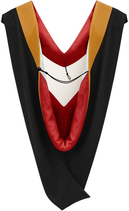 Deluxe Bachelor/Master Hood - Drab Velvet, Red & White
