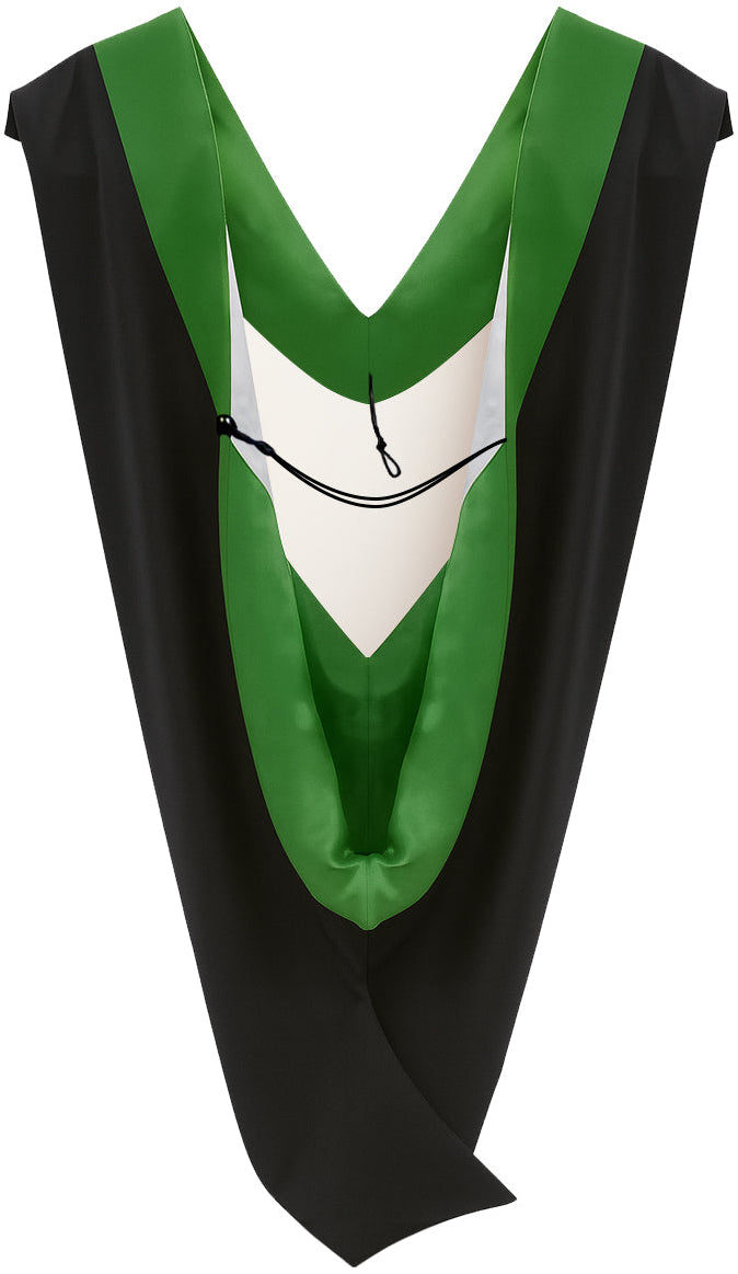 Deluxe Bachelor/Master Hood - Kelly Green Velvet, Kelly Green & White
