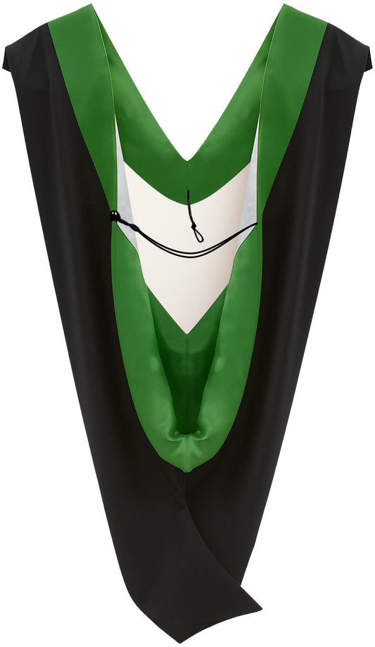 Deluxe Bachelor/Master Hood - Kelly Green Velvet, Kelly Green & White