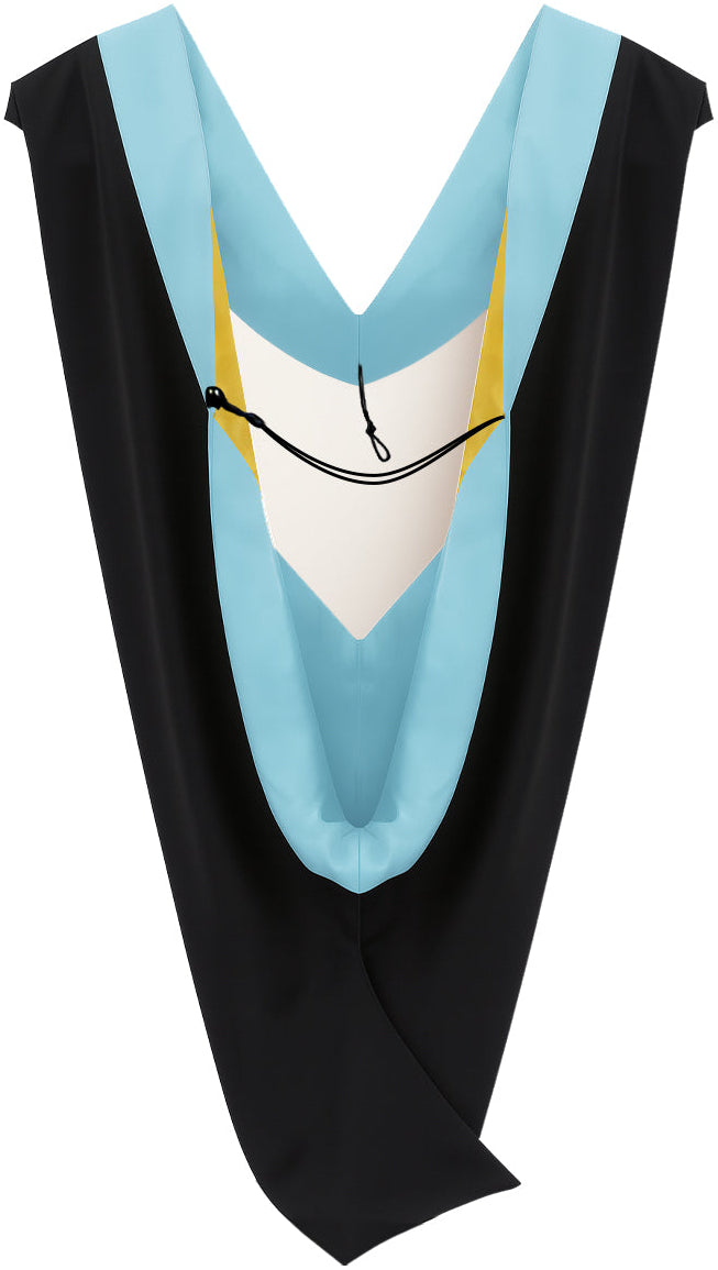 Deluxe Bachelor/Master Hood - Light Blue Velvet, Light Blue & Golden Yellow
