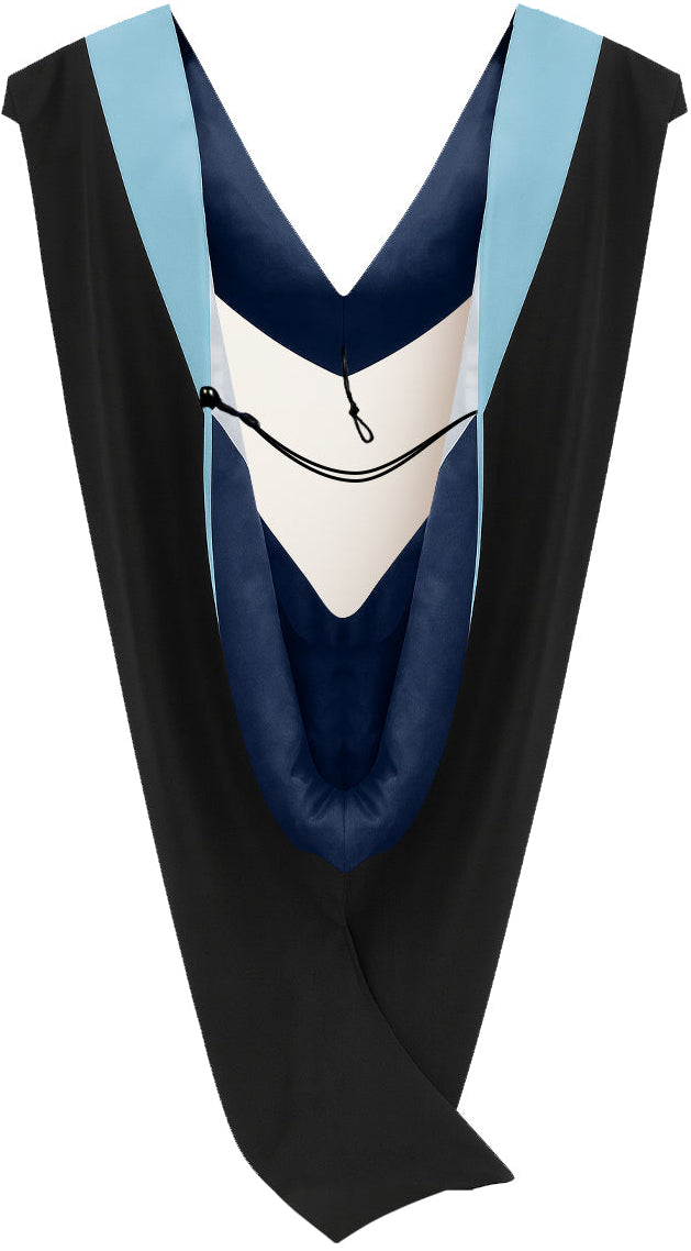 Deluxe Bachelor/Master Hood - Light Blue Velvet, Navy & White