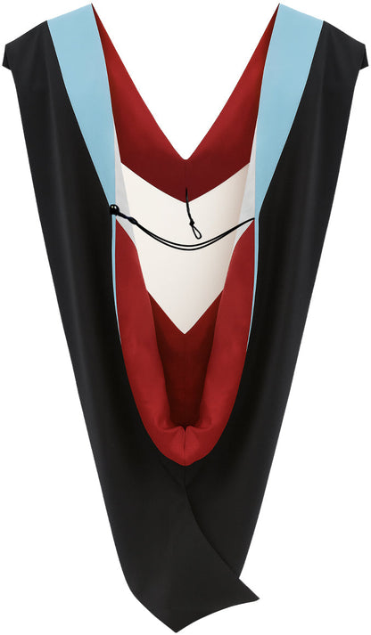 Deluxe Bachelor/Master Hood - Light Blue Velvet, Red & White