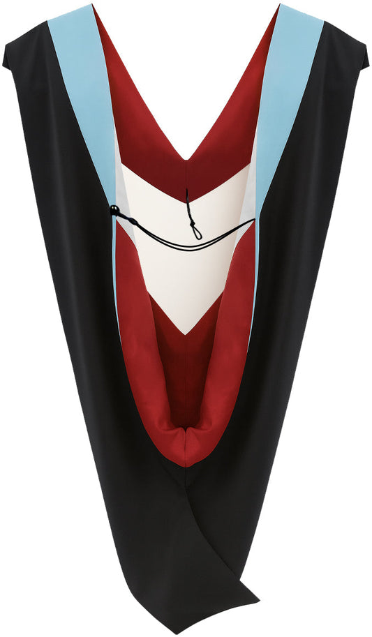 Deluxe Bachelor/Master Hood - Light Blue Velvet, Red & White