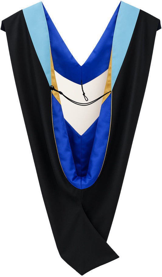 Deluxe Bachelor/Master Hood - Light Blue Velvet, Royal Blue & Golden Yellow