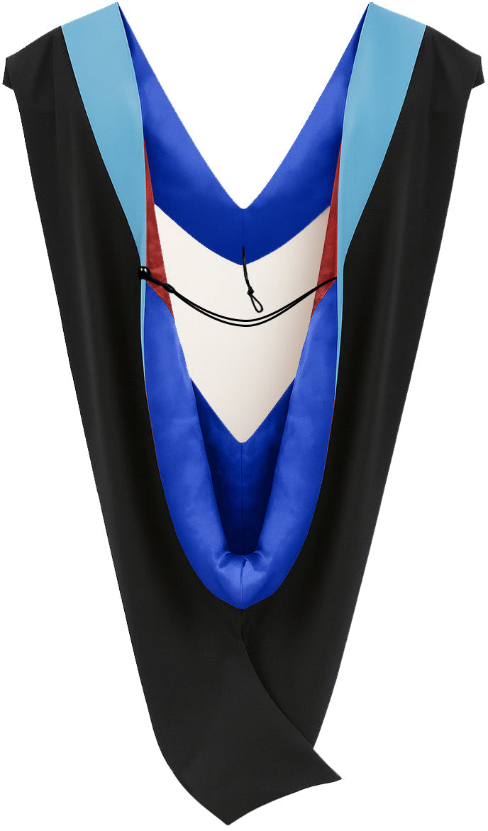 Deluxe Bachelor/Master Hood - Light Blue Velvet, Royal Blue & Red