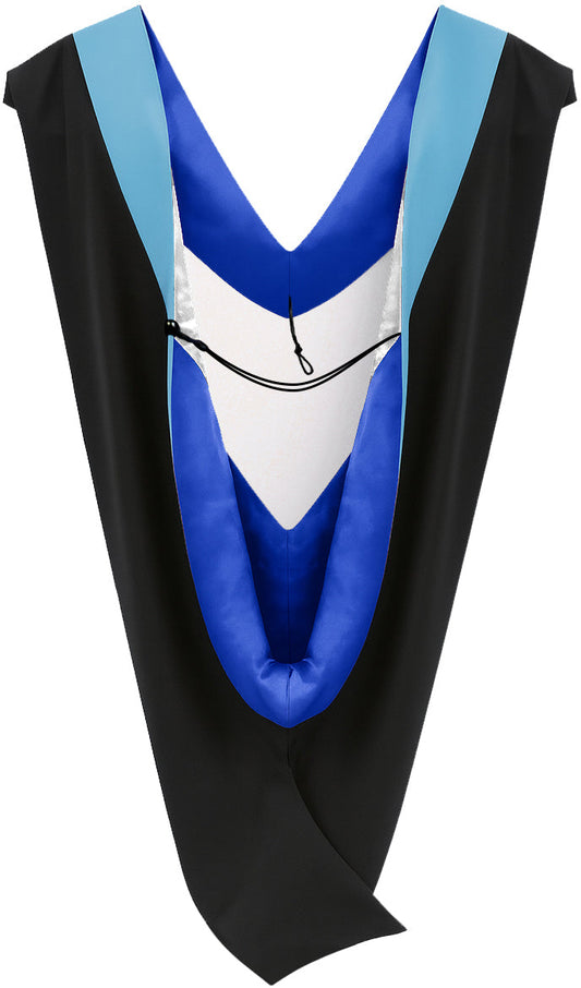 Deluxe Bachelor/Master Hood - Light Blue Velvet, Royal Blue & White