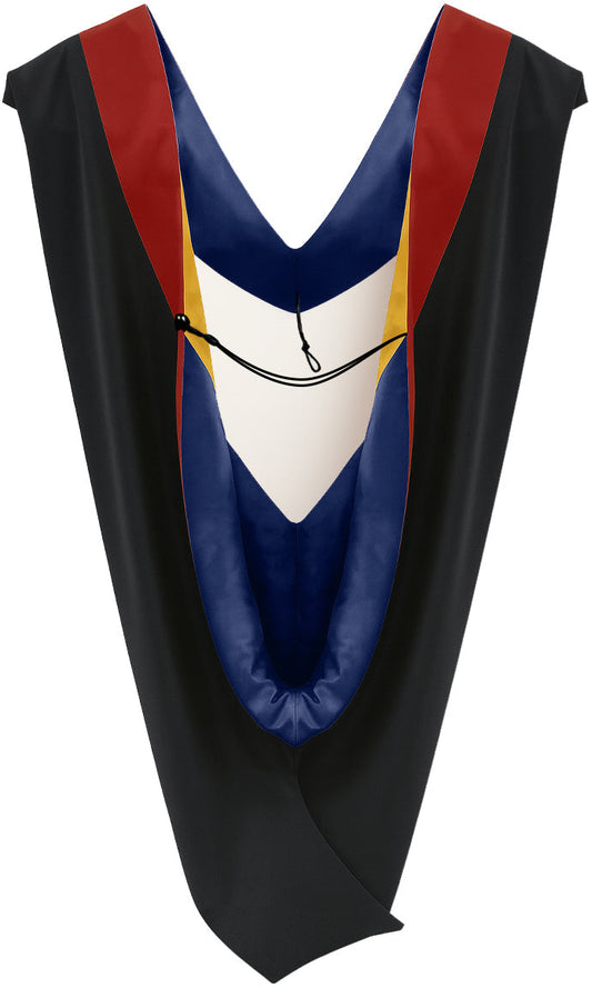 Deluxe Bachelor/Master Hood - Scarlet Velvet, Dark Blue & Gold