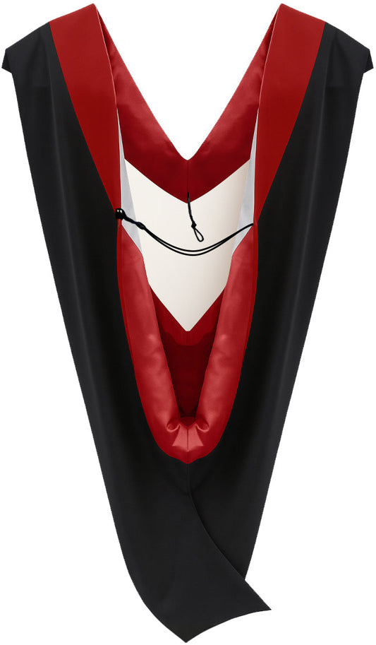 Deluxe Bachelor/Master Hood - Scarlet Velvet, Red & White