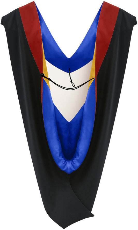 Deluxe Bachelor/Master Hood - Scarlet Velvet, Royal Blue & Golden Yellow