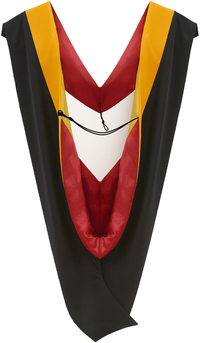 Deluxe Bachelor/Master Hood - Science Gold Velvet, Red & Golden Yellow