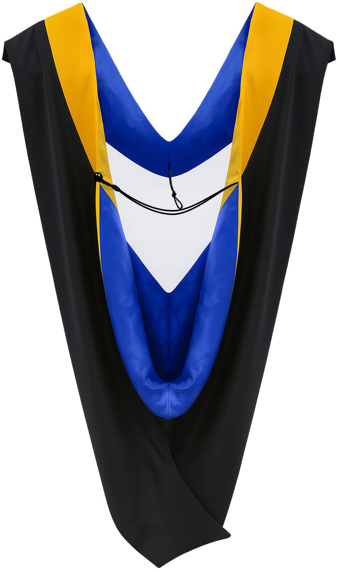 Deluxe Bachelor/Master Hood - Science Gold Velvet, Royal Blue & Golden Yellow