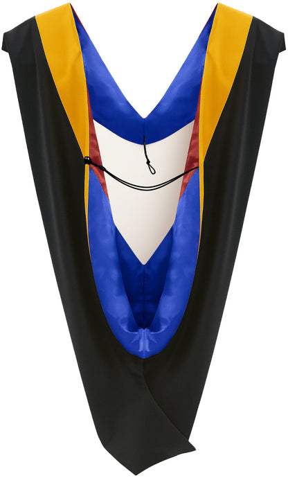 Deluxe Bachelor/Master Hood - Science Gold Velvet, Royal Blue & Red