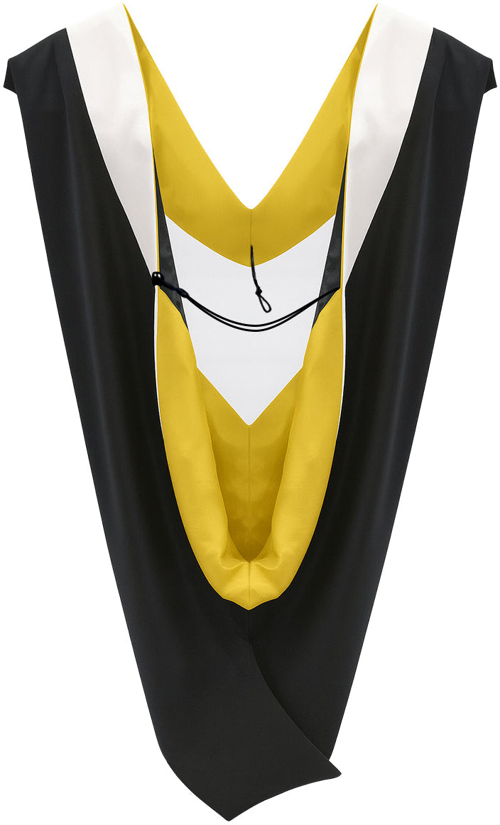 Deluxe Bachelor/Master Hood - White Velvet, Golden Yellow & Black