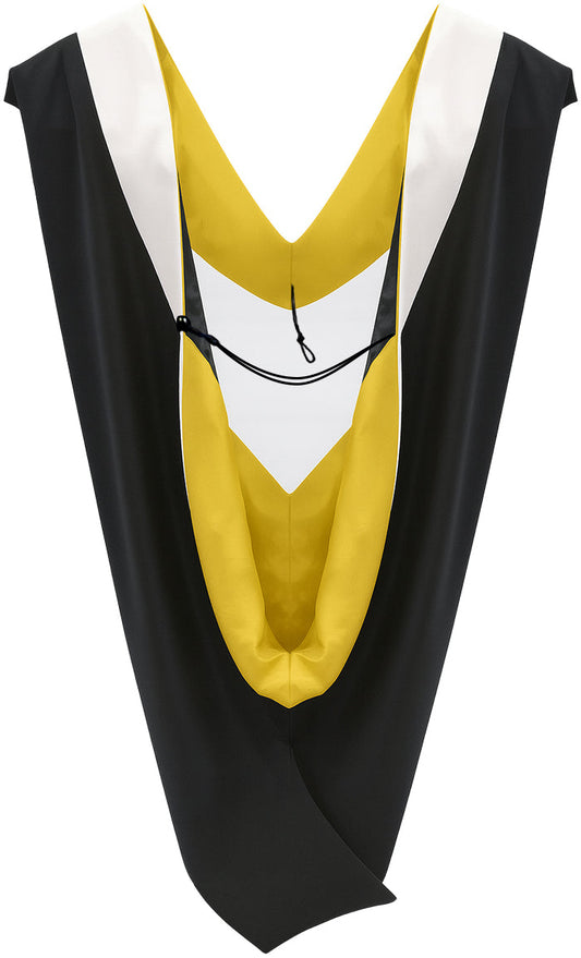 Deluxe Bachelor/Master Hood - White Velvet, Golden Yellow & Black