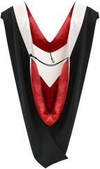 Deluxe Bachelor/Master Hood - White Velvet, Red & White
