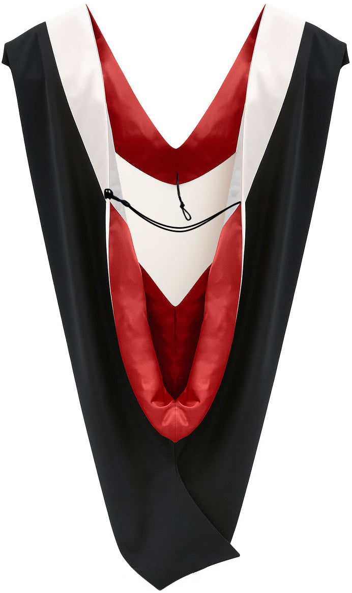 Deluxe Bachelor/Master Hood - White Velvet, Red & White