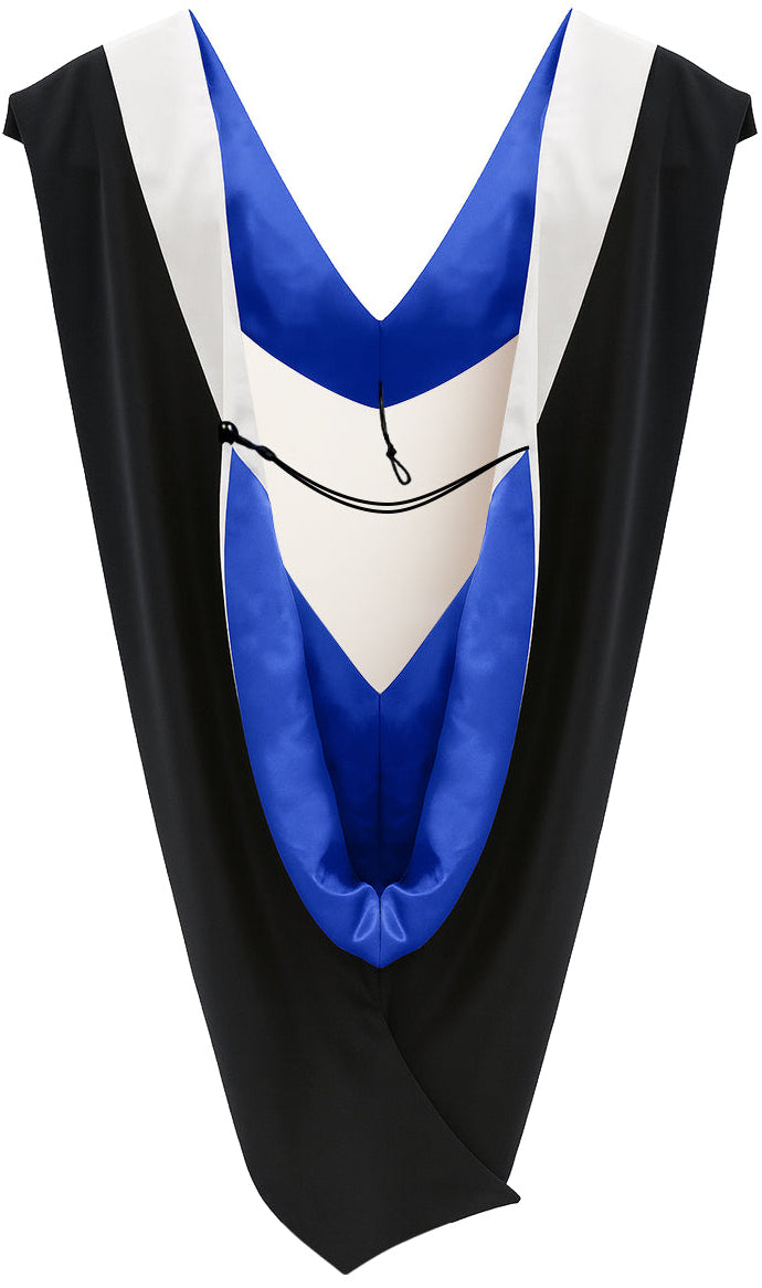 Deluxe Bachelor/Master Hood - White Velvet, Royal Blue & White