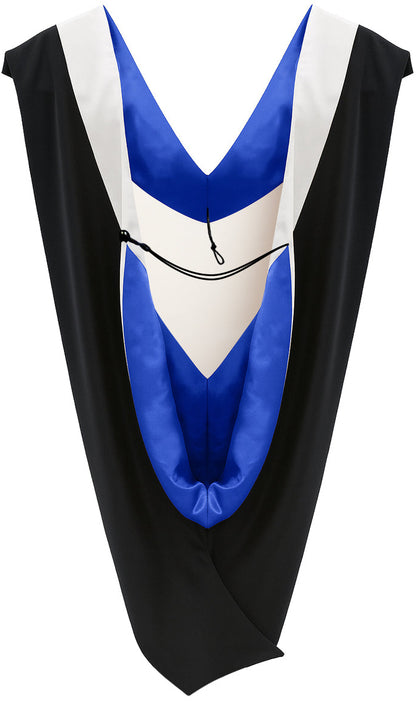 Deluxe Bachelor/Master Hood - White Velvet, Royal Blue & White