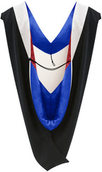Deluxe Bachelor/Master Hood - White Velvet, Royal Blue & Red