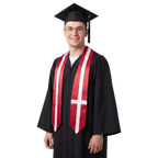**Denmark graduation stole featuring the Danish flag, patriotic graduation sash for high school and college commencement ceremonies**