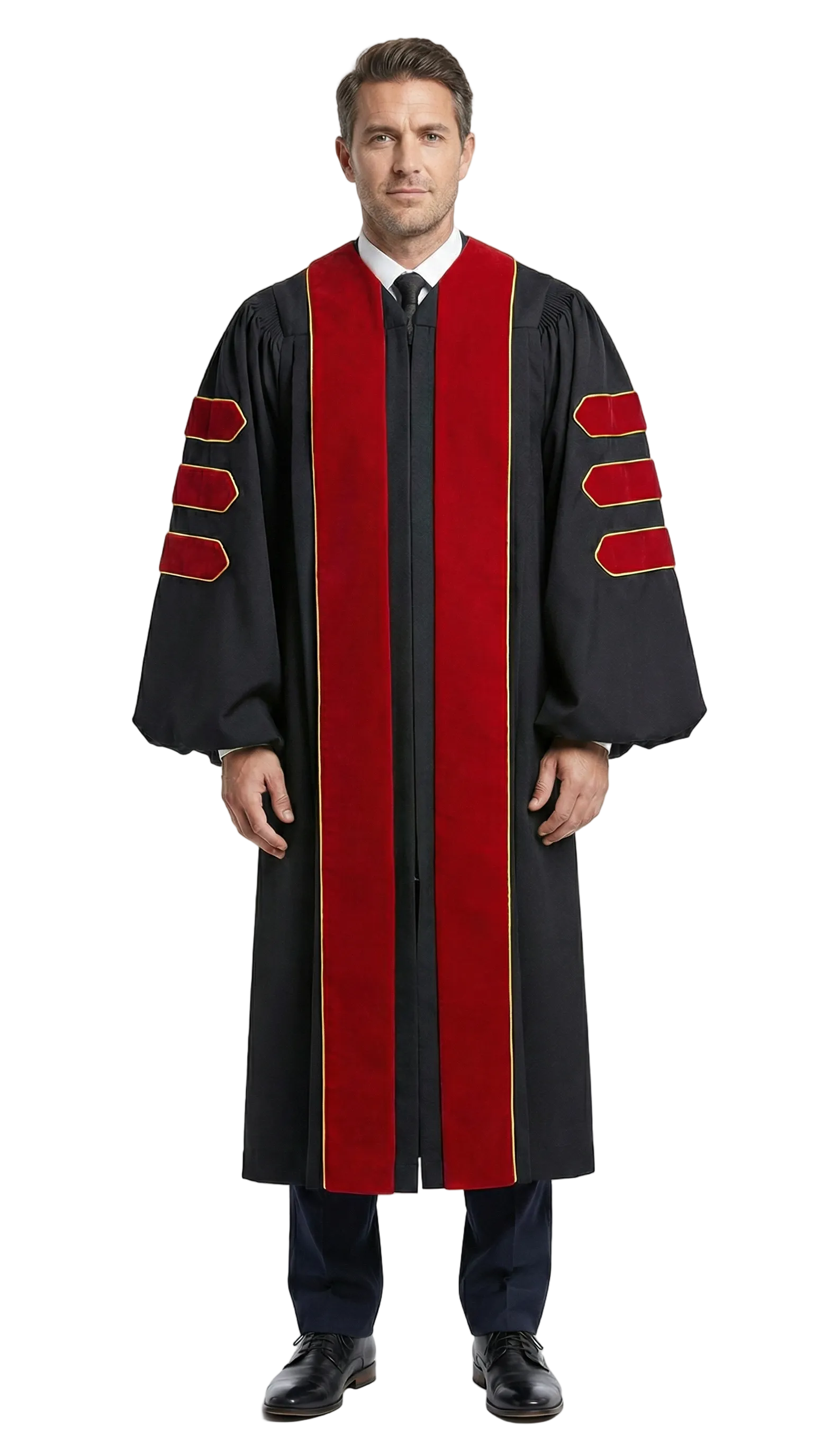 Custom Doctorate Degree Graduation Gowns - Faculty Gowns tagged "Black" Graduation Attire Custom Doctorate Degree Graduation Gowns - Faculty Gowns tagged "Black" Graduation Attire
