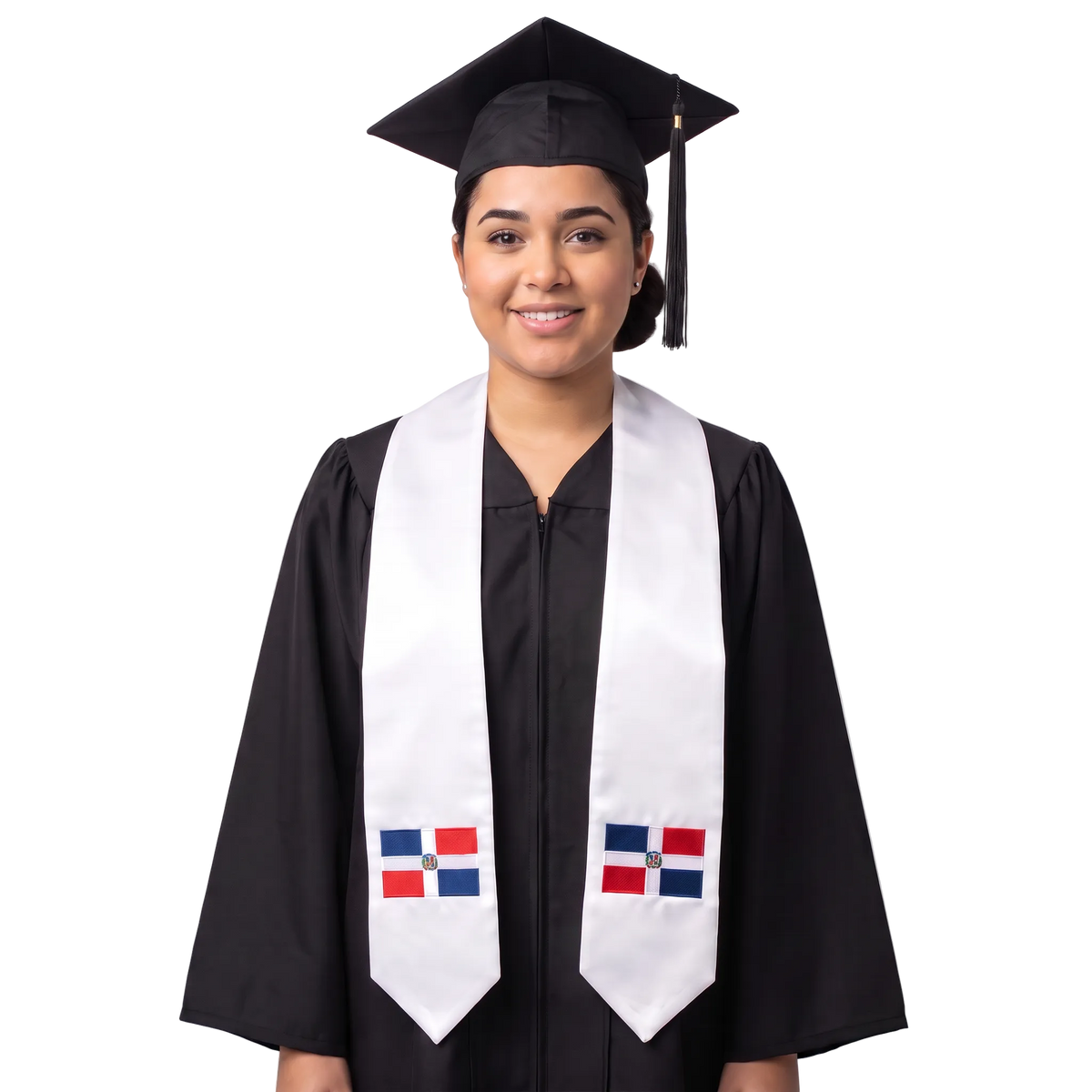 **Dominican Republic international graduation stole featuring the Dominican flag, graduation sash for high school and college commencement ceremonies**