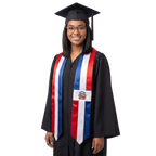 **Dominican Republic graduation stole featuring the Dominican flag, patriotic graduation sash for high school and college commencement ceremonies**