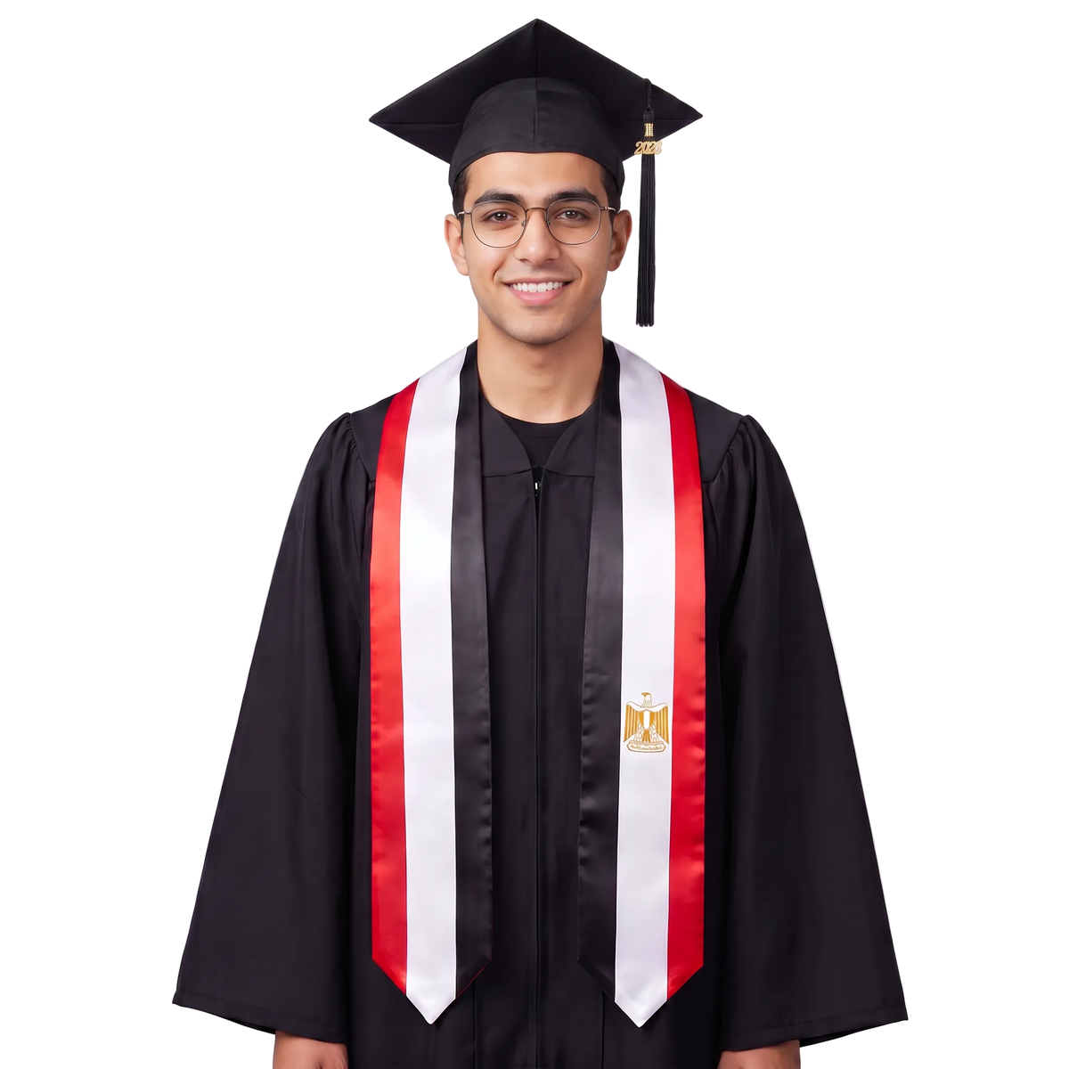 **Egypt graduation stole featuring the Egyptian flag, patriotic graduation sash for high school and college commencement ceremonies**