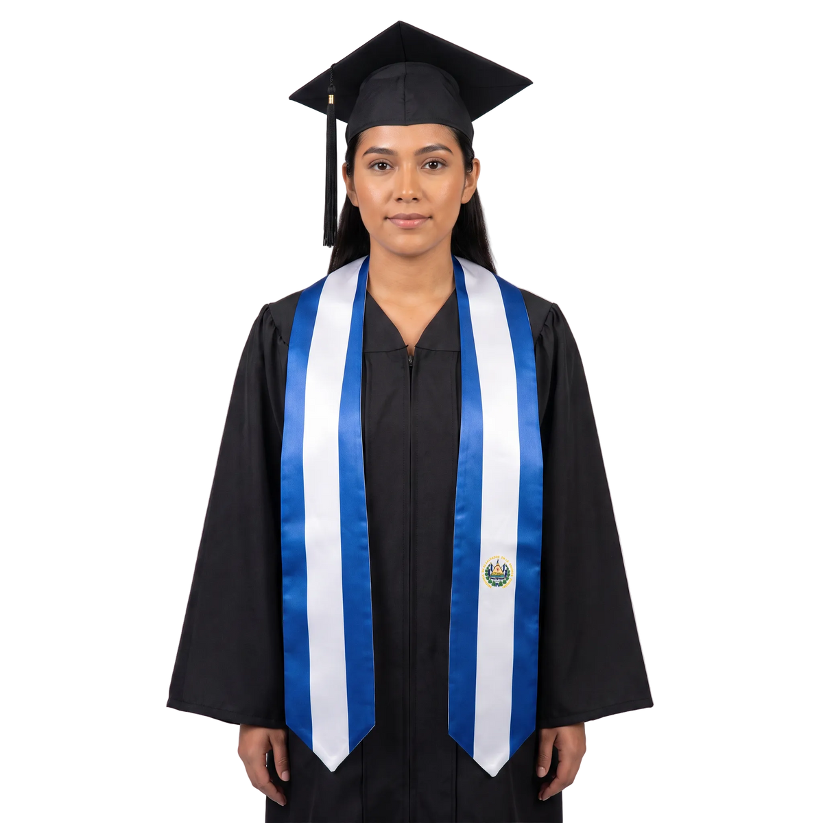 **El Salvador international graduation stole featuring the Salvadoran flag, graduation sash for high school and college commencement ceremonies**