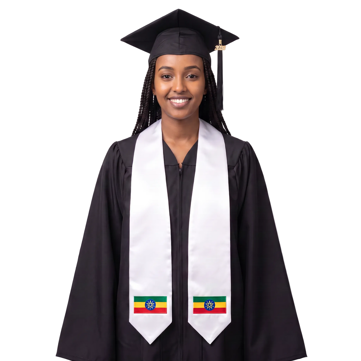 **El Salvador graduation stole featuring the Salvadoran flag, patriotic graduation sash for high school and college commencement ceremonies**