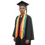 **Ethiopia graduation stole featuring the Ethiopian flag patch, patriotic graduation sash for high school and college commencement ceremonies**