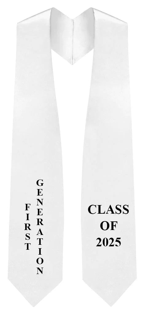 White "First Generation" 2025 Graduation Stole