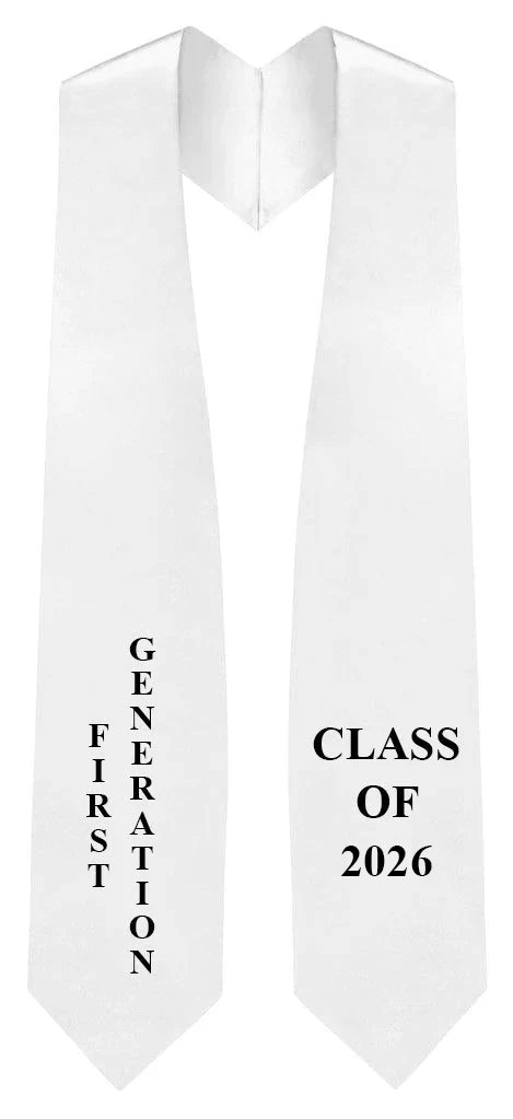 White "First Generation" 2026 Graduation Stole