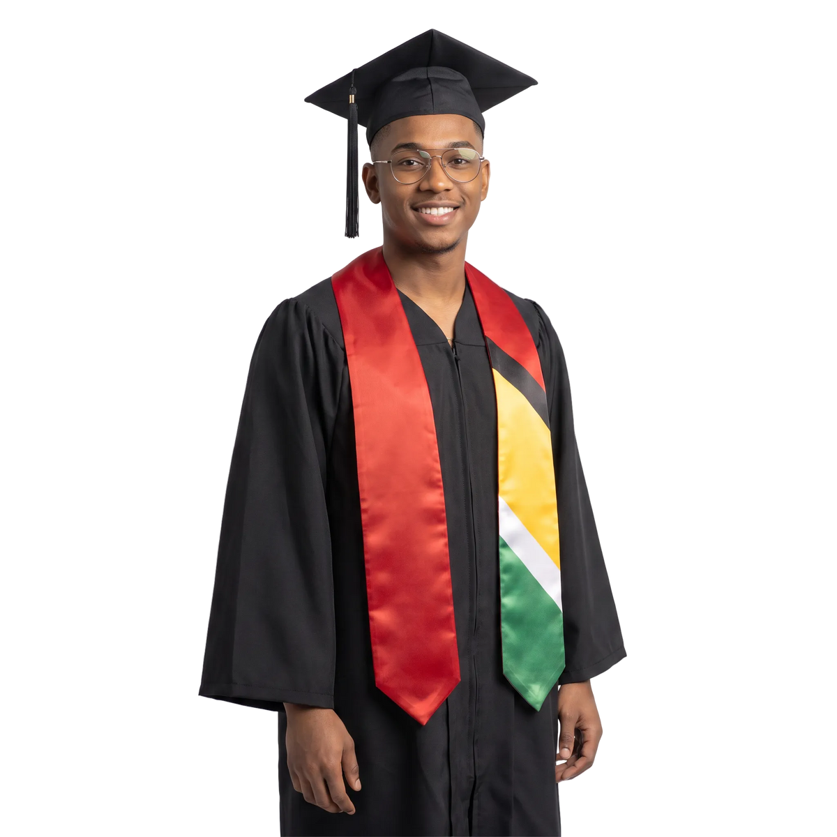 **Guyana graduation stole featuring the Guyanese flag, patriotic graduation sash for high school and college commencement ceremonies**