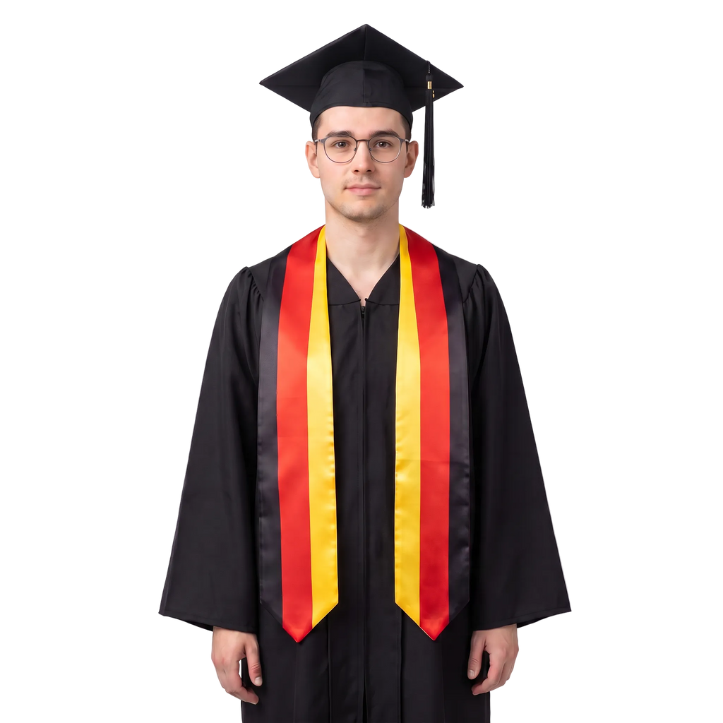 **German graduation stole featuring the German flag, patriotic graduation sash for high school and college commencement ceremonies**