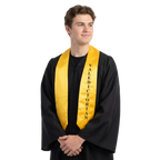 Gold Valedictorian graduation stole with black lettering – academic honor sash for high school and college commencement ceremony
