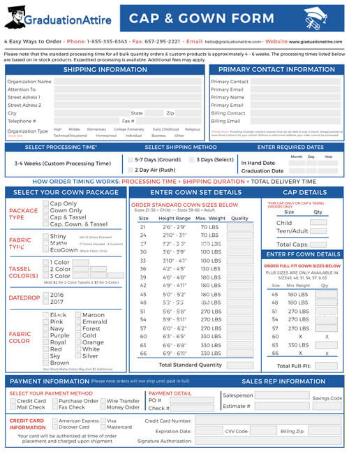 Cap Promotion Form Graduation Cap And Gown Order Form