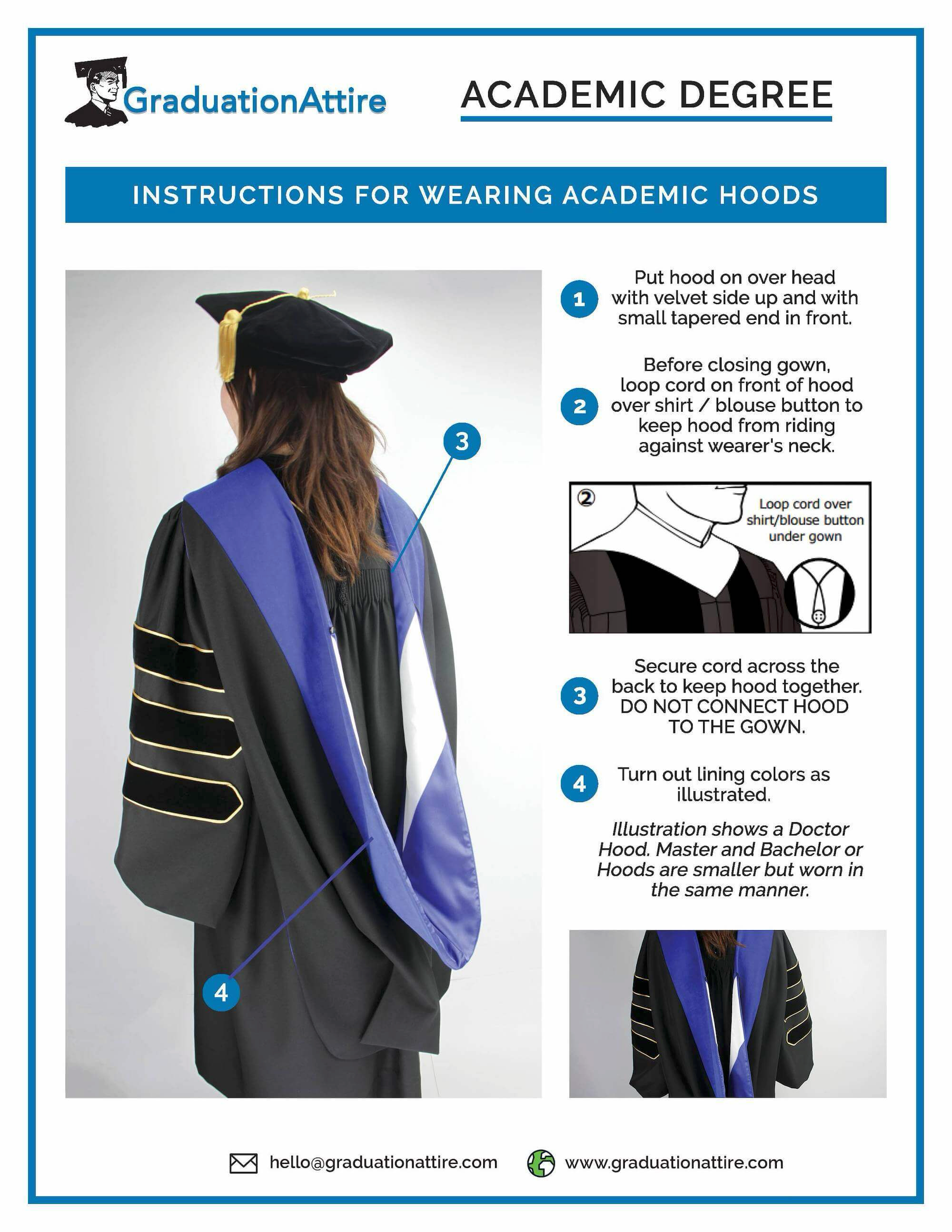 Deluxe Bachelors Graduation Custom Hood - Academic Hood - Custom Your Own