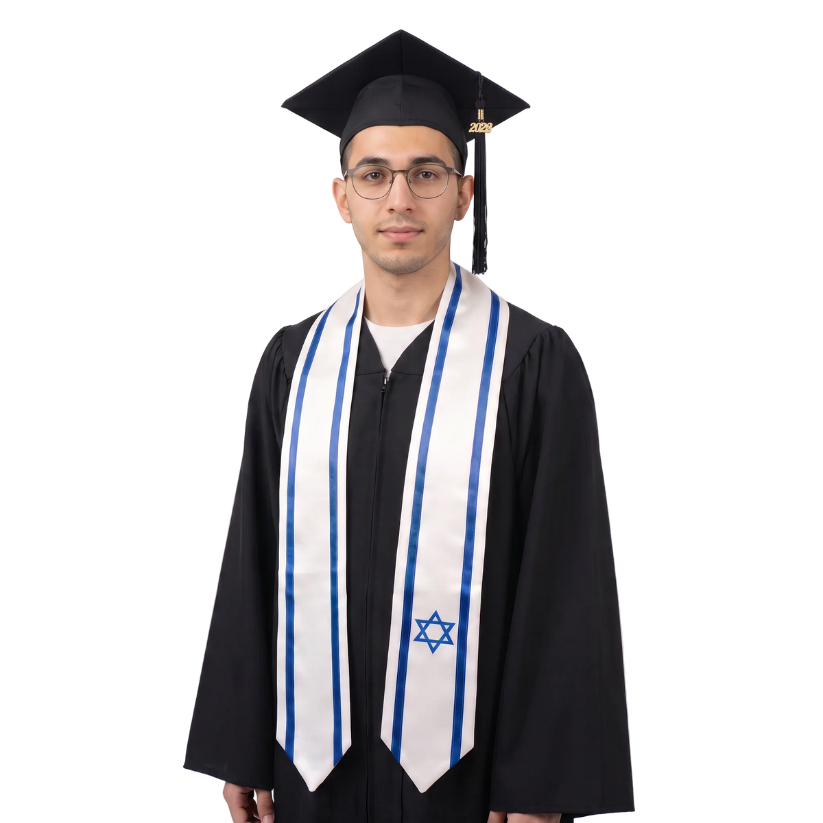 **Israel graduation stole featuring the Israeli flag, patriotic graduation sash for high school and college commencement ceremonies**