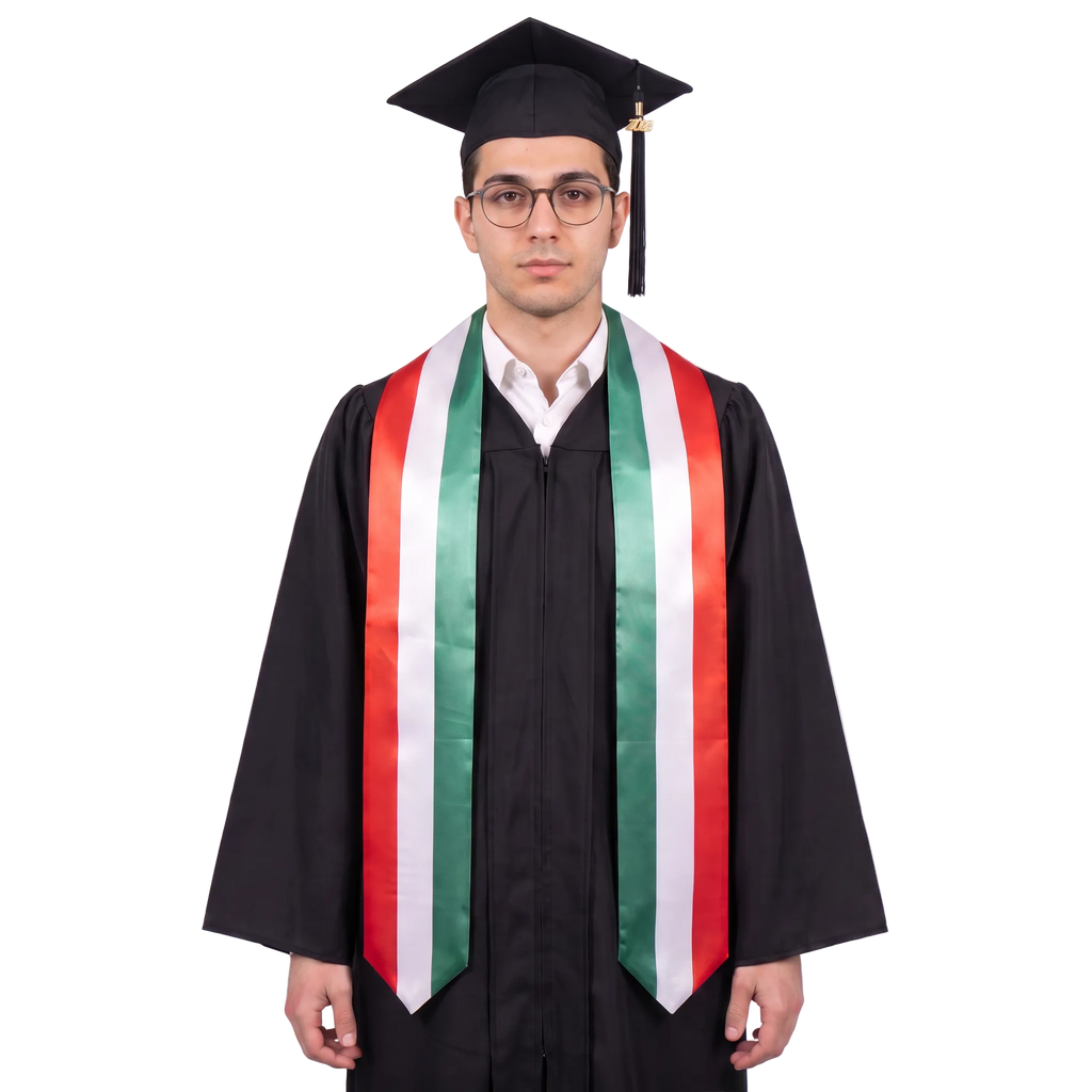 **Italy graduation stole featuring the Italian flag, patriotic graduation sash for high school and college commencement ceremonies**