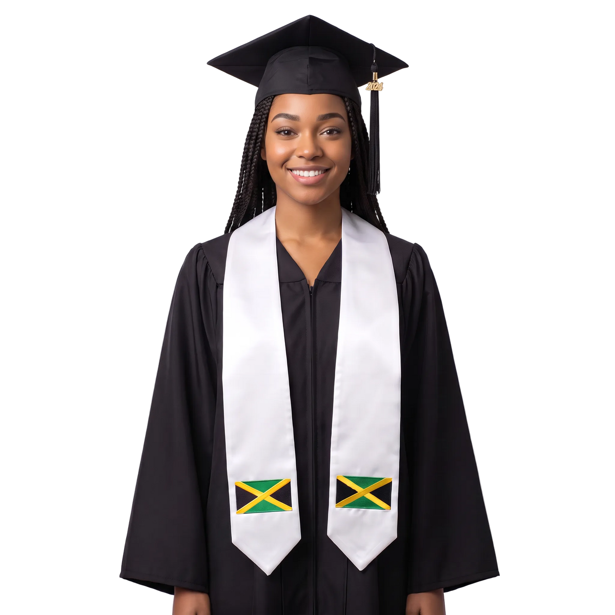 **Jamaica international graduation stole featuring the Jamaican flag, graduation sash for high school and college commencement ceremonies**