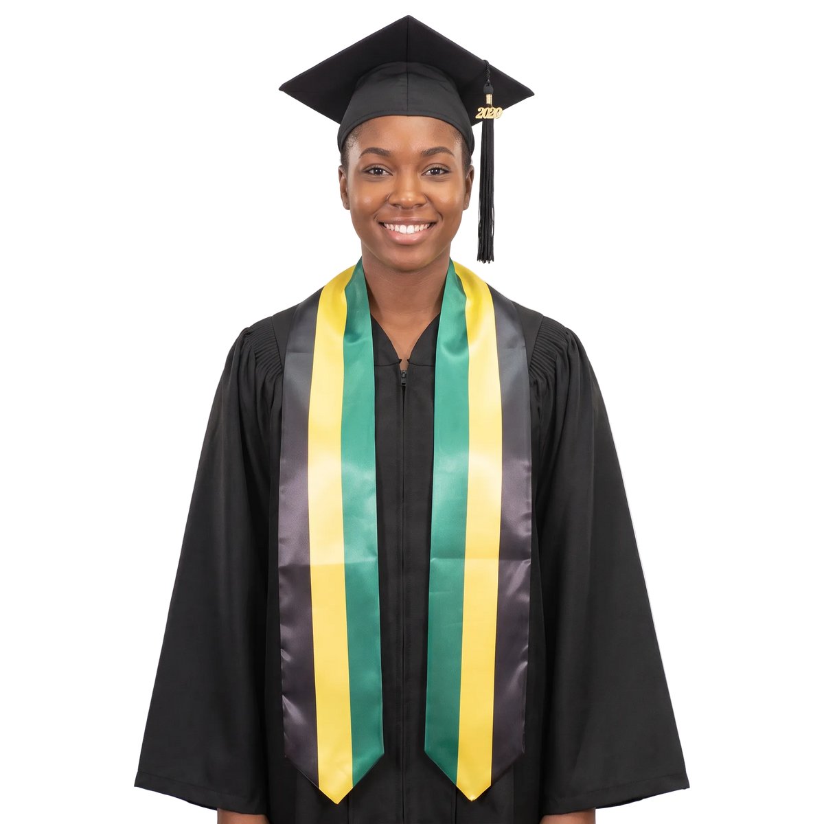 **Jamaican graduation stole featuring the Jamaican flag, patriotic graduation sash for high school and college commencement ceremonies**