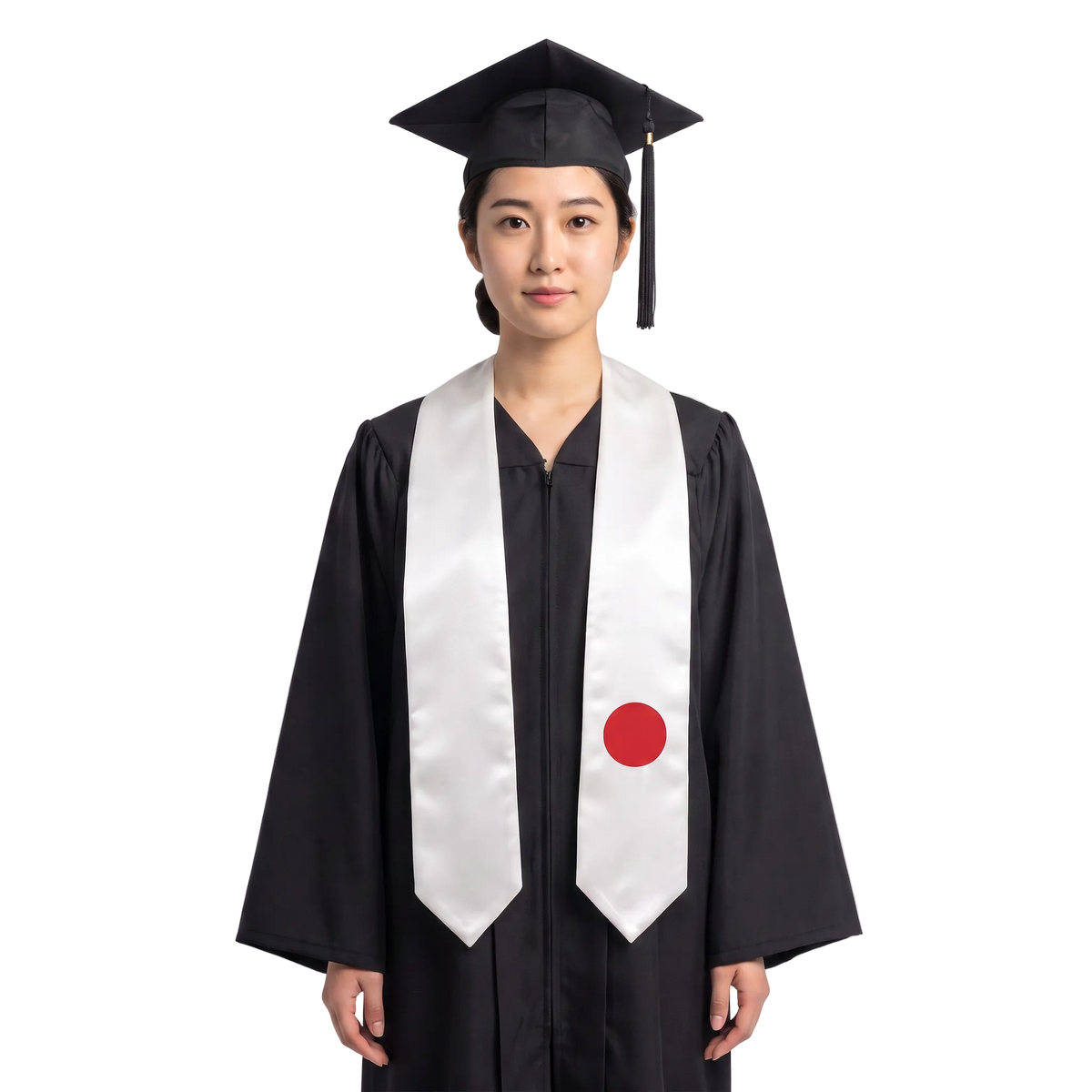 Japan graduation stole featuring the Japanese flag, worn as a sash for commencement.