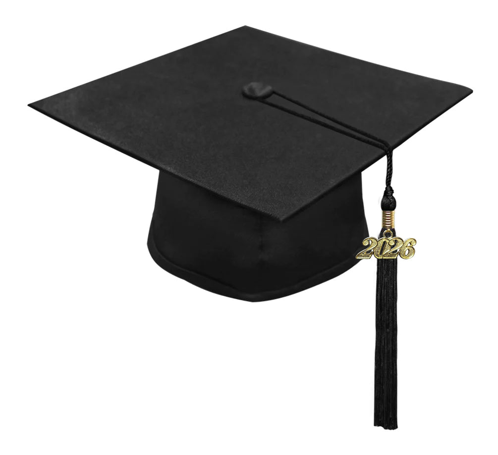 Matte Black Associates Graduation Cap & Gown - College & University