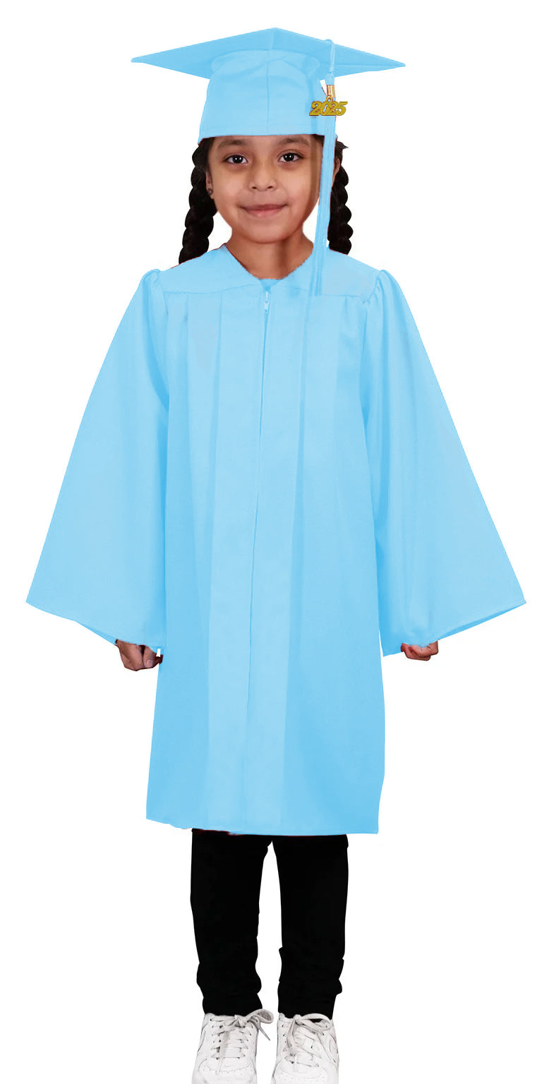 Child Matte Light Blue Graduation Cap & Gown - Preschool & Kindergarte ...