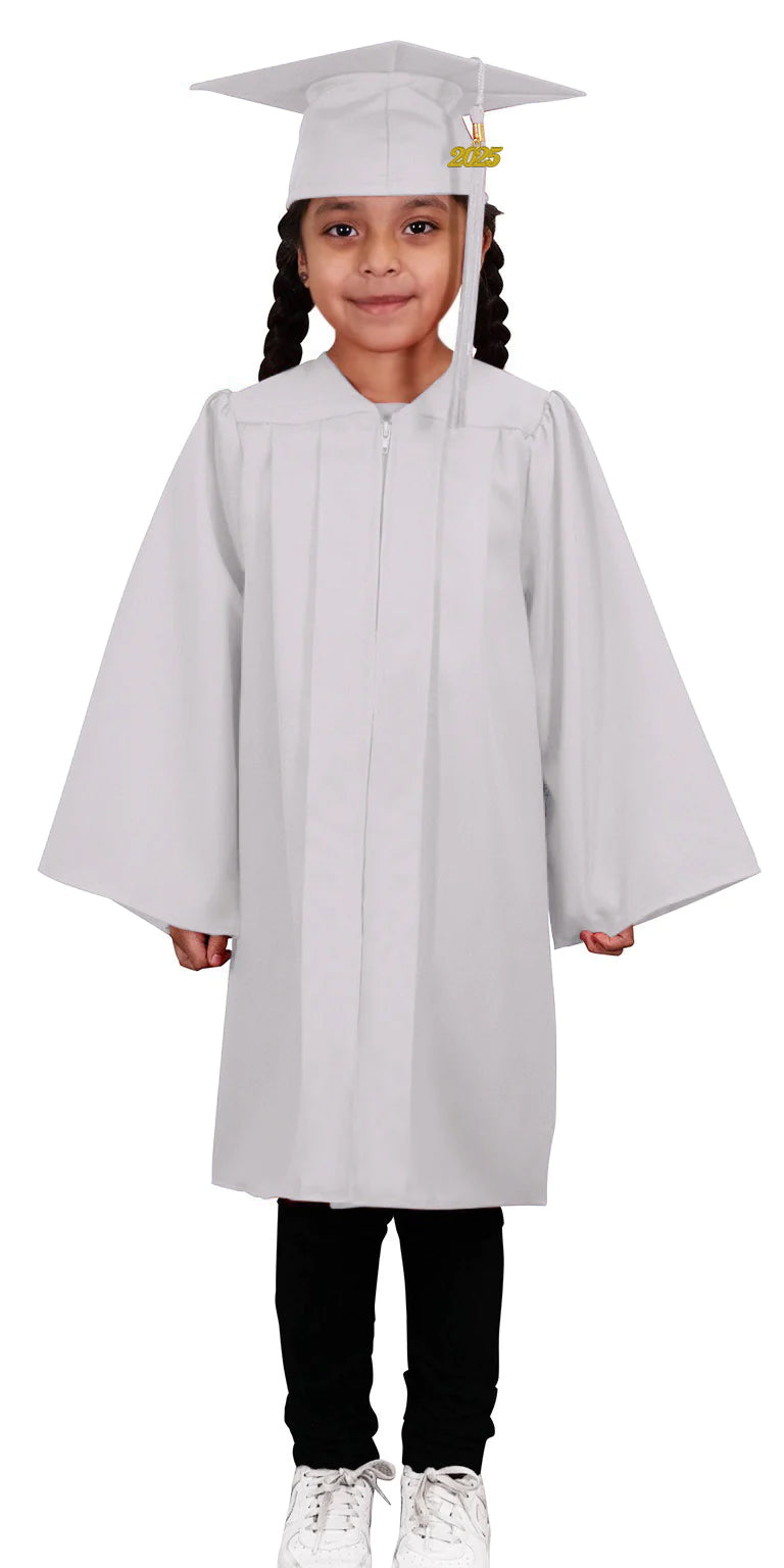 Child Matte White Graduation Cap & Gown - Preschool & Kindergarten ...