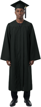 Matte Black Associates Graduation Cap & Gown - College & University