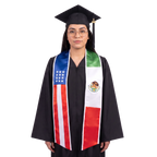 **USA and Mexico graduation stole featuring both national flags, a dual-flag sash for commencement**