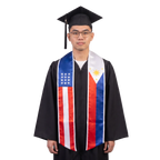**USA and Philippines graduation stole featuring both national flags, a dual-flag sash for commencement**